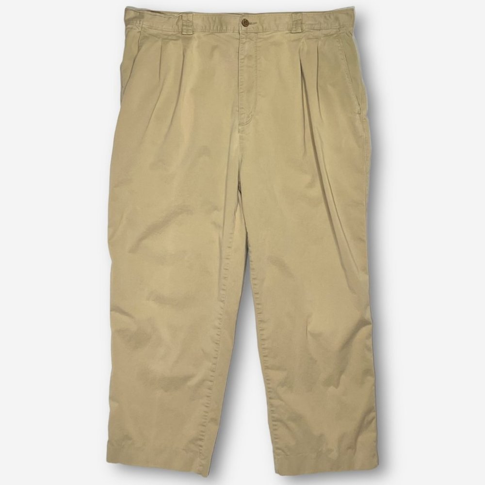 Vtg Tommy Bahama Pleated Chino Pants Mens 38x26 Beige Khaki Relax Cotton Blend